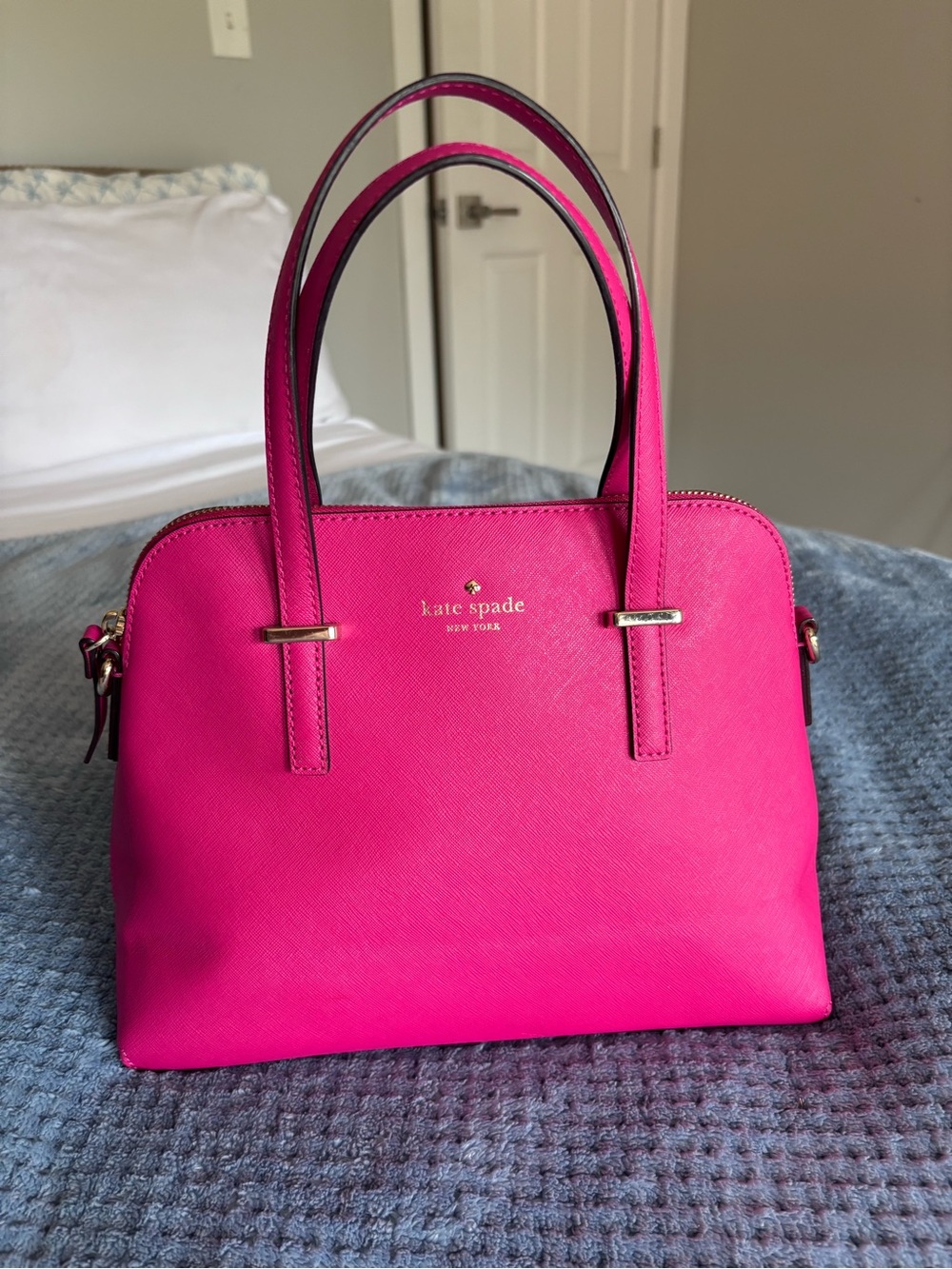 kate spade Bright Pink Saffiano Dome Satchel